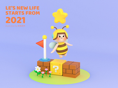 Le's new life——Marile c4d illustration mario ui