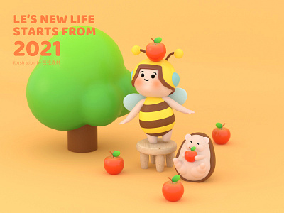 Le's new life——autumn c4d design illustration ui 乐蜂 夜夜森林