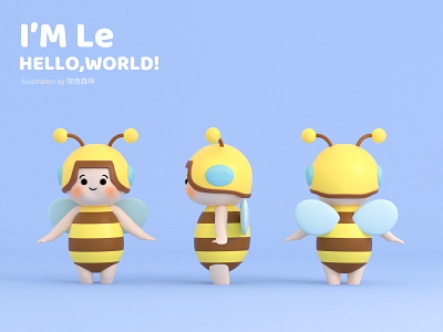 Hello,world 3d bee c4d graphic design illustration ip