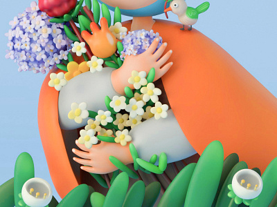 APU'S FLOWERS apu arnold c4d colour ip zbrush 三维建模 夜夜森林 野果商店