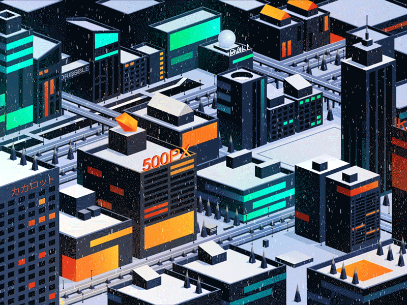 Snowing City animation city flash illustration snow