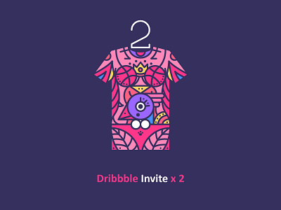 2 Dribbble Invites 2 bird clothes dribbble illustrations invite number t