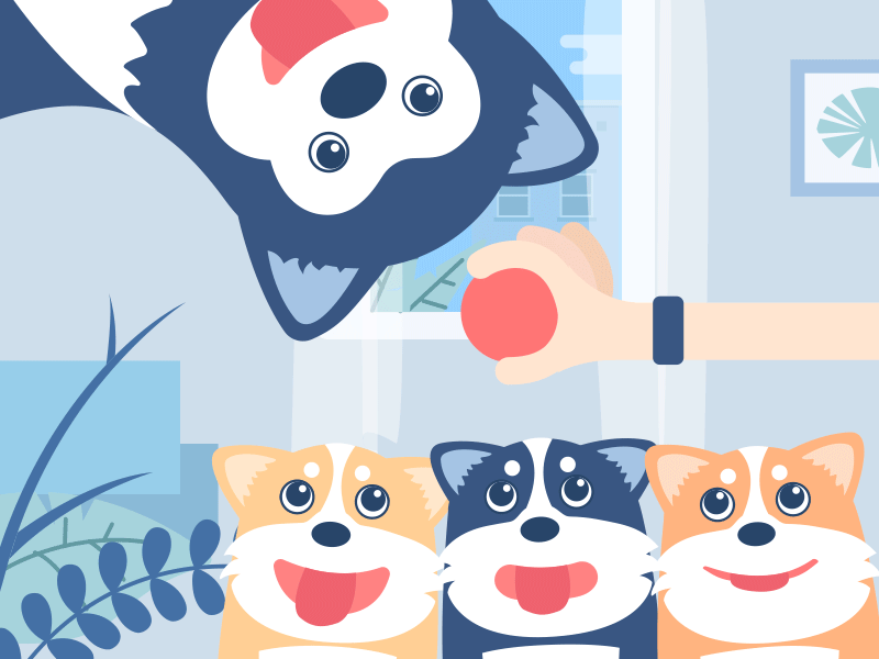 Hold The Ball animation ball dog dribble gif illustrations smile
