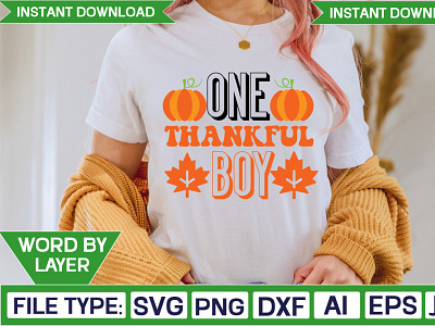 One Thankful Boy Svg Design