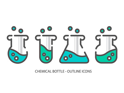 Chemical Bottle - Outline Icons first shot flat design icons illustration vector