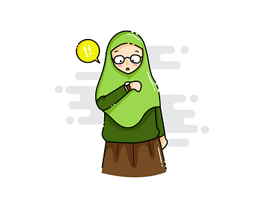 Girl Wears Hijab - Character cartoon characters drawing happy icons illustration mascot outline principle vector
