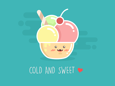 Ice Cream Illustration - Created with Sketch App characters cute flat flat design iconographer iconography icons illustration illustrator outline user interface vector