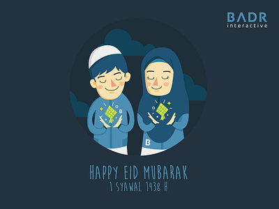 Eid Mubarak Greeting character greeting card icons illustration mascot people vector