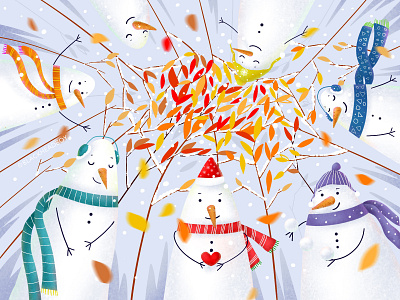 Snowman party christmas design illustration procreate