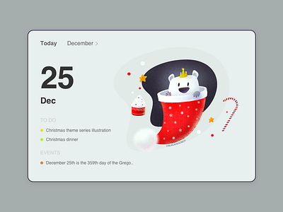 Calendar-Polar bear christmas illustration procreate ui