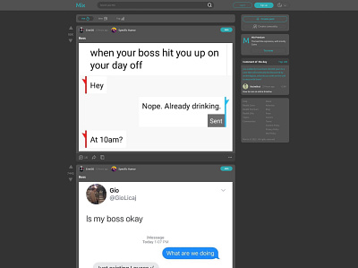 Mix (Reddit like) dark version app design flat graphic design icon logo ui ux vector web website