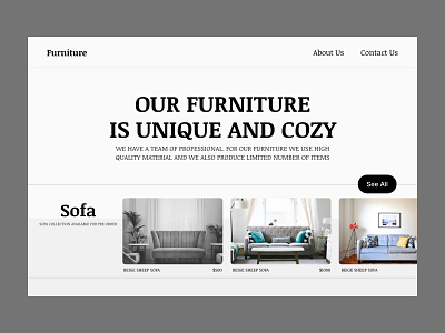 Landing Page for furniture store