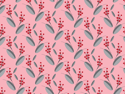 Berries and leaves pattern-cranberries and leaves floral holidays