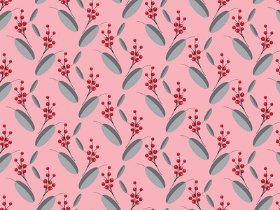 Berries and leaves pattern-cranberries and leaves