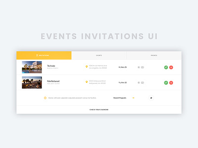Events Invitations UI app calendar clean flat interface invitation profile request ui ux web