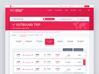Tunisair Airlines Flight Results airlines airways booking filters flight list search tunisair ui ui design web design