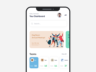 Dashboard Page app design ui