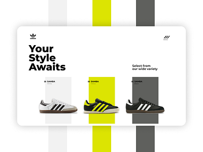 Adidas Shoes Concept Design bold type clean ecommerce list page menu negative space product design single page swiss style typography ui ui design ux
