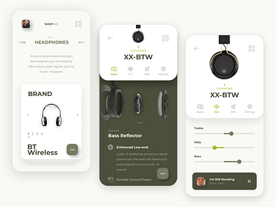 Headphones Product App Concept cards carousel headphones mobile app music parts product product app remote control specs ui ui design ux