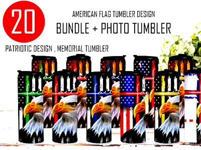 American Heroes Memorial Photo Tumbler Bundle branding design graphic design illustration logo typography