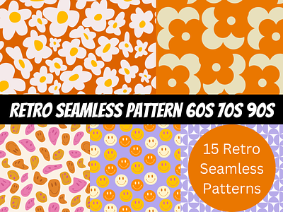 Retro Seamless Pattern 60s 70s 90s branding desi design graphic design illustration logo typography vector