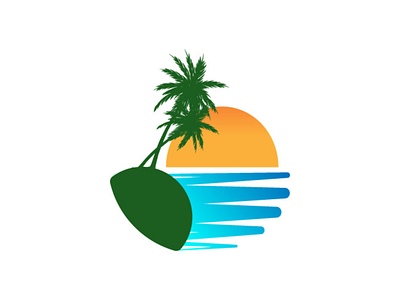 Vector Sunset Beach Logo Template