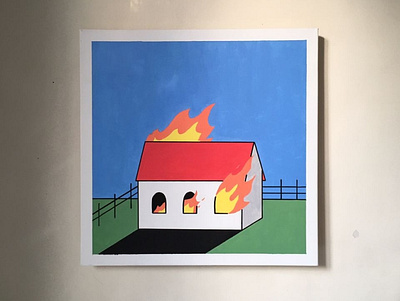 the house is on fire acrylic acrylic painting fire house painting