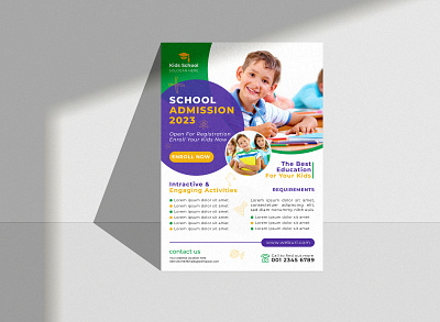 Kids School Admission Flyer Template leaflet