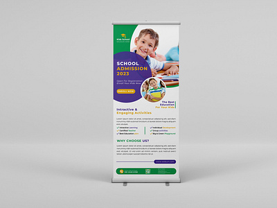 School admission roll up banner design