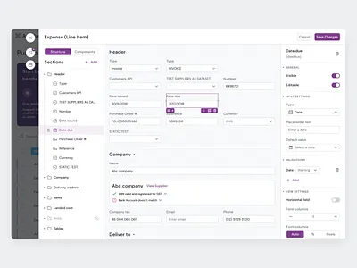 Form Builder page application builder clean ui crm dashboard design forms inspiration invoice layers modal purple saas sections settings sidebar ui ux web app