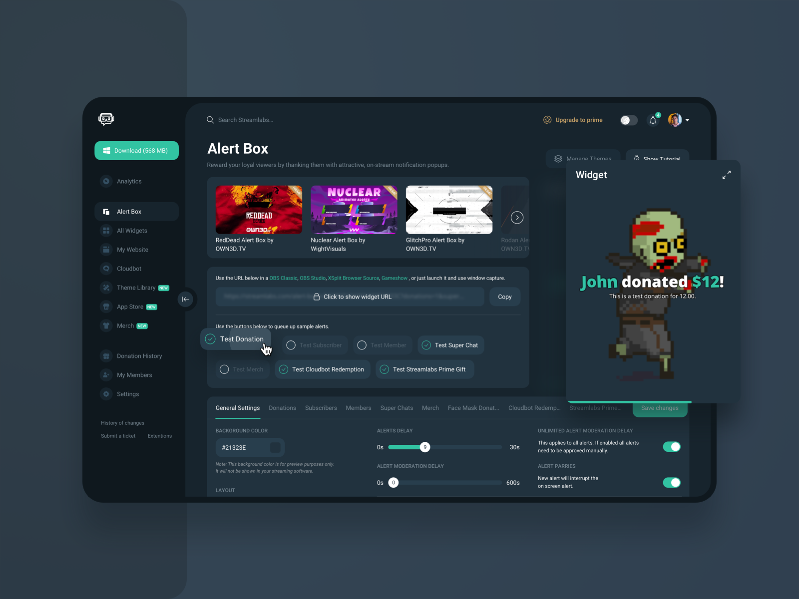 streamlabs dashboard