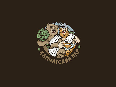 КАМЧАТСКИЙ ПАР bathhouse bear logo man sauna