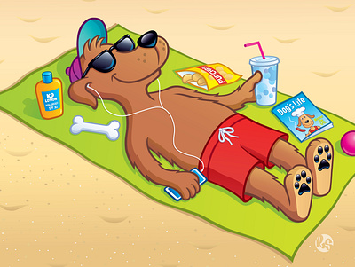 Dog Laying Out At The Beach beach dog laying out relaxing summer summertime sun