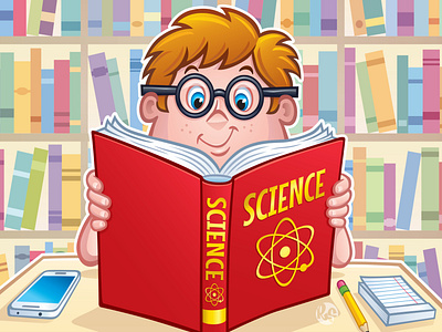 Smart Kid Reading A Science Book