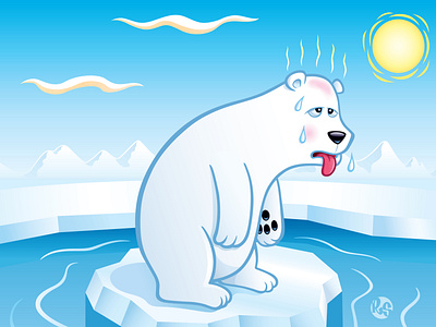 Polar Bear Feeling Global Warming