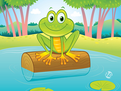 Frog Sitting On A Log cute frog fun log outdoors pond