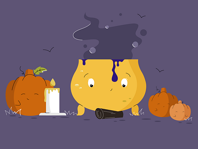 Evening meeting 2d adobe illustrator art autumn candle character cosy cute design flat friends graphic design halloween illustration meeting minimal night potion pumpkin vector