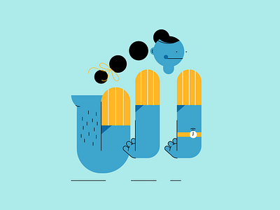 Good morning abstract adobe illustrator blue character evening flat free geometric illustration lazy minimal morning sleepy time yellow