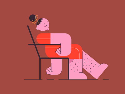 Lazy abstract adobe illustrator bum butterfly chair character emotionless flat geometric illustration laziness minimal