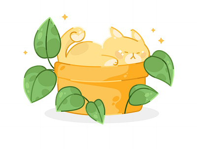 Cat and flower pot abstarct adobe illustrator cat character cute flat flower pot illustration kawaii plants prankster yellow