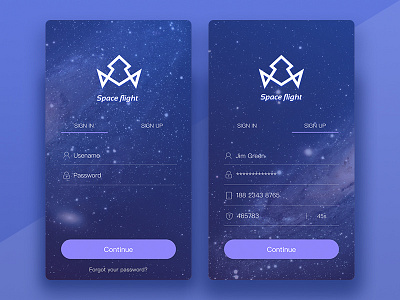 Space Flight app blue ui ux