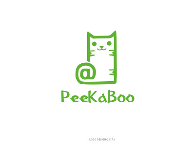 Peekaboo Logo Design cat green logo