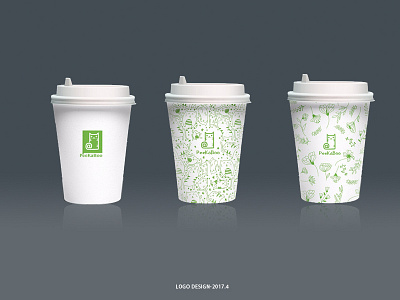 Peekaboo Logo Design Cup cat cup green logo