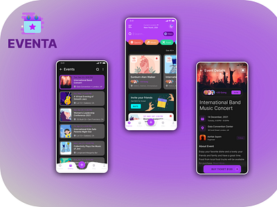 Eventa booking design event managment glassmorphism mobile app design typography ui ux design