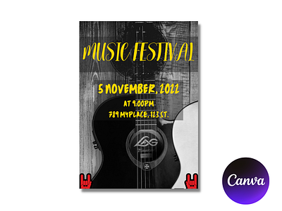 Music Poster Flyer Canva Template|Check Description to order 3d animation branding canva channel design event fiverr flyer graphic design gumroad logo music order poster subscribe template youtube