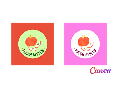 Canva Logo Template Fruit Shop|Check Description to order. 3d animation apples branding canva channel design fiverr fruits graphic design gumroad illustration logo motion graphics order shop template ui vector youtube