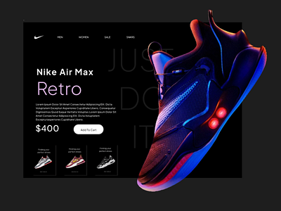 Nike Landing Page Design design graphic design typography ui ux