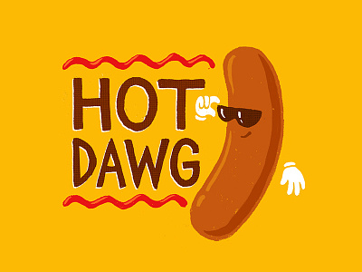 Hot Dawg handlettering illustration texture
