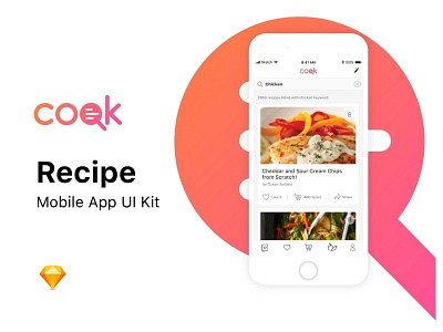Mobile UI Kit for Recipe App cook mobile recipe app uikit