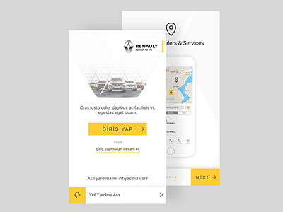 Renault Port App Landing Screen app portal renault ui design